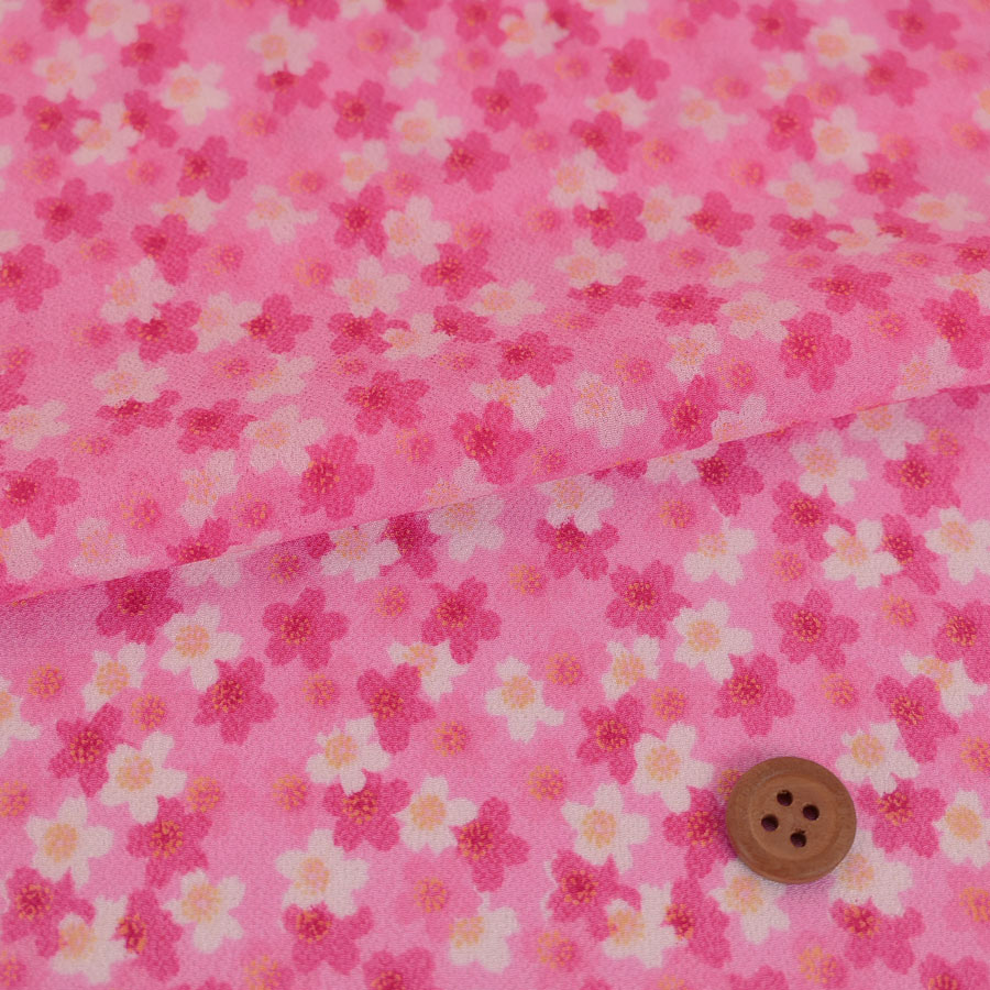 Rakuten - 一越ちりめん生地 桜舞(ピンク) 10cm単位 切り売り