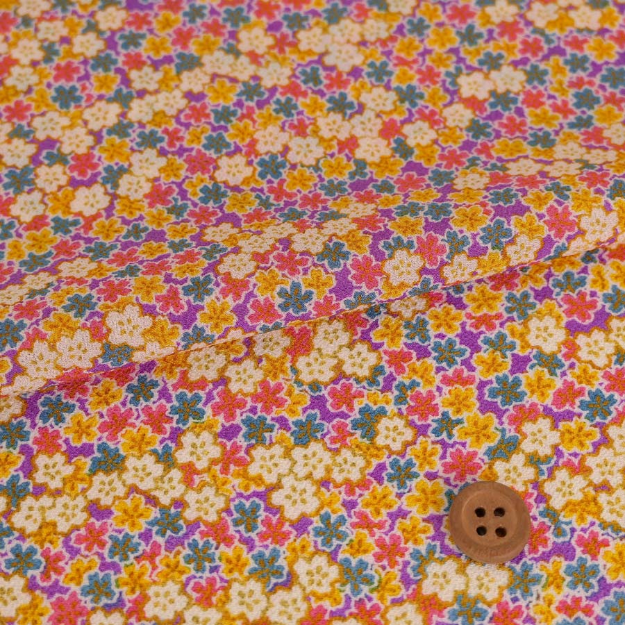 乐天商城 - 一越ちりめん生地 寄り添う小桜(紫) 10cm単位 切り売り