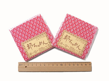 乐天商城 - ちりめんカットクロス・青海波（紅色）23×33cm