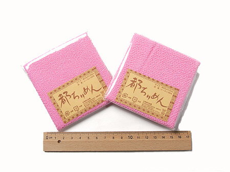 Silk Crape - ちりめんカットクロス・鮫小紋（ピンク）23×33cm