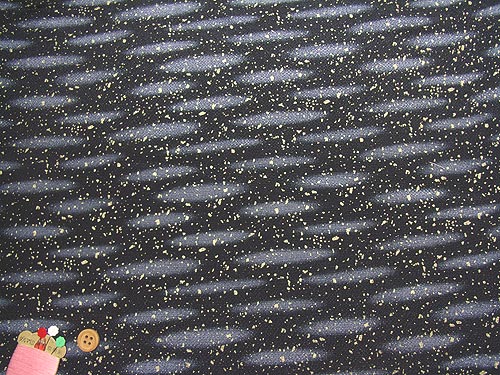 ちりめん生地・かすみに金あられ(黒) 10cm単位 切り売り