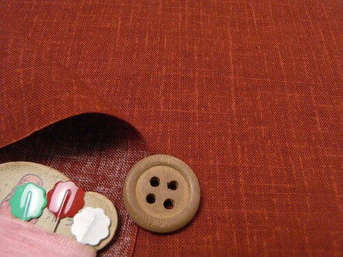 コットン生地・無地つむぎ風プリント(れんが色) 10cm単位 切り売り