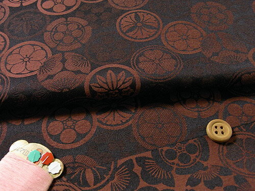 Rakuten - ジャカード家紋尽くし(赤茶) 10cm単位 切り売り