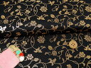 金襴生地(金らん)さやがたに花唐草(黒) 10cm単位 切り売り(3)