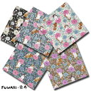 FUWARI・染布 シリーズ 1m単位切り売り オックス プリント 猫がお花にかくれんぼ 5色あります 生地 布 布地 猫 猫柄生地 リアル ねこ ねこ柄 猫柄...