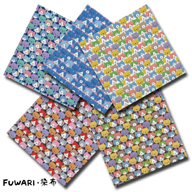 Rakuten - FUWARI・染布 シリーズ 1m単位切り売り スケアー プリント ちっちゃな ハチワレ猫 5色あります 生地 布 布地 スケア生地 ハチワレ 猫 ねこ柄 猫柄 生地専門 セール 布地通販 レトロ アニマル アニマル柄 動物 動物柄 北欧