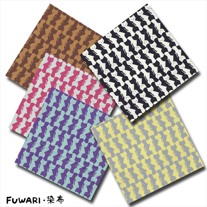Rakuten - FUWARI・染布 シリーズ 1m単位切り売り オックス プリント おすわり猫 5色あります 生地 布 布地 ねこ柄 猫 猫柄 ボーダー ボーダー柄 動物 動物柄 アニマル アニマル柄 モノトーン 大人柄 かわいい 可愛い 子供 北欧 北欧柄