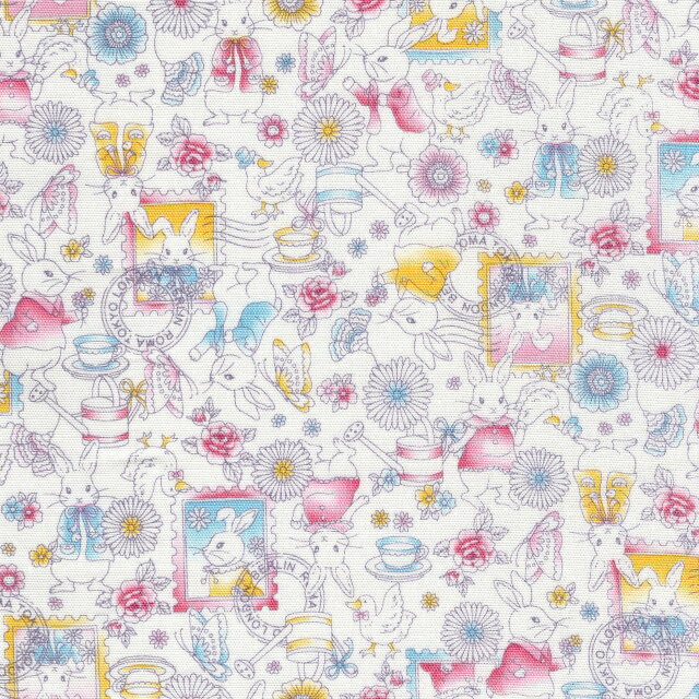 1m単位切り売り オックス プリント うさぎの物語 生地 布 布地 ウサギ柄 うさぎ うさぎ柄生地 ラビット..