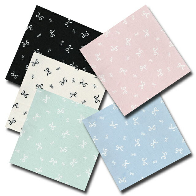 Rakuten - 1m単位切り売り スケアー プリント リボン 5色あります 生地 布 布地 リボン柄生地 スケア かわいい