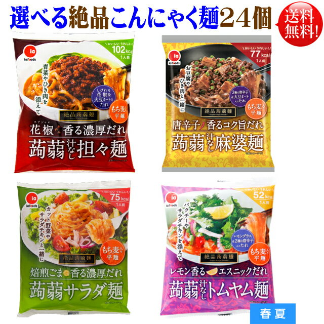 選べる絶品 こんにゃく麺（6個×4種類）【送料無料】 ダイエット 蒟蒻麺 24個アソート 汁なし担々麺汁な..