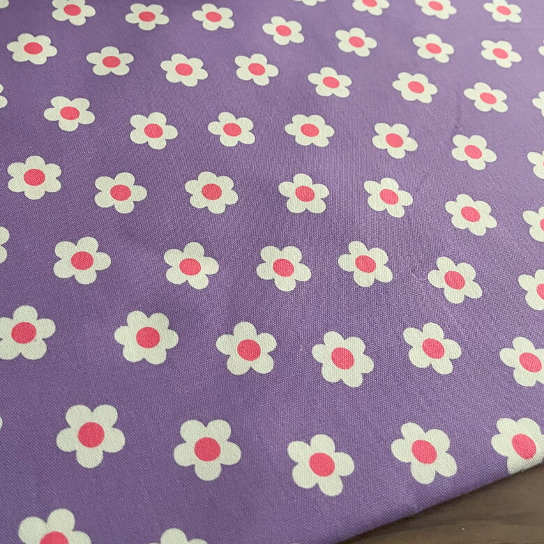 【10センチ単位】花柄 生地 布 ポップデイジー【2】パープル オックス コットン100% 商用利用可 花柄 ハンドメイド 手芸 デイジー 鮮やかカラー おしゃれ /ポップデイジー10cm
