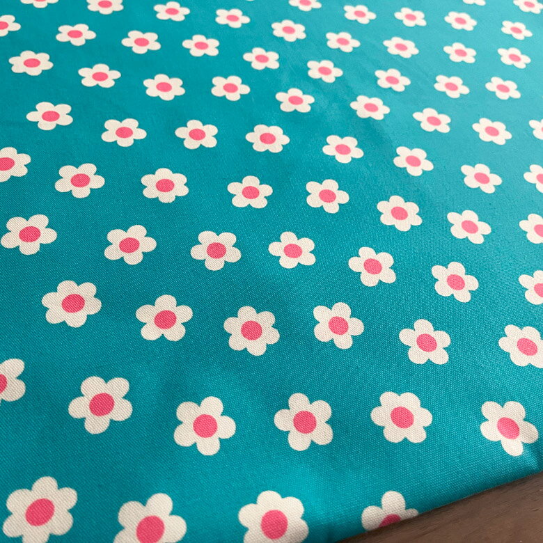 【10センチ単位】花柄 生地 布 ポップデイジー【3】ブルー オックス コットン100% 商用利用可 花柄 ハンドメイド 手芸 デイジー 鮮やかカラー おしゃれ /ポップデイジー10cm