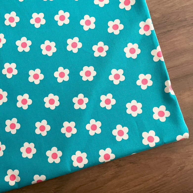 【10センチ単位】花柄 生地 布 ポップデイジー【3】ブルー オックス コットン100% 商用利用可 花柄 ハンドメイド 手芸 デイジー 鮮やかカラー おしゃれ /ポップデイジー10cm