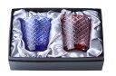 切子 ロックグラス 矢来(やらい)レッド&ブルー ギフトBOX入り【ガラス グラス 食器 うつわ 】【オールド】【ウィスキー】【タンブラー コップ】【オンザロッ...