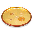 10.0 丸盆 箔工芸 桜ロマン【盆】【トレー トレイ】【海外へのお土産にも】【お祝い 記念品】【贈り物 プレゼント】【ギフト】【山中塗】【日本製】