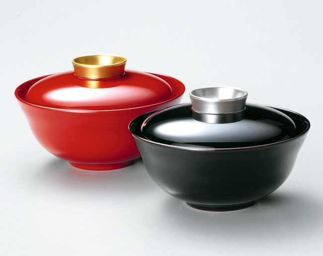 【夫婦椀 越前漆器】木合 夫婦椀 蓋付き 金銀 総朱・溜内黒 漆塗り お椀 吸物椀 煮物椀 雑煮椀 ペア椀 結婚祝い 越前塗り おわん 2客【ギフト・内祝い・成...