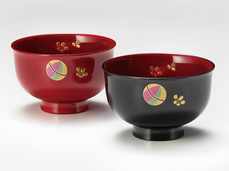 【越前漆器 夫婦椀】てまり 溜・朱 漆塗り お椀 うるしぬり ペア椀 結婚祝い 木合 越前塗り おわん 汁椀 2客【ギフト・内祝い・成人内祝い・結婚内祝い・新築...