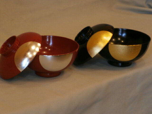 木製 越前漆器 夫婦椀 雑煮椀 蓋付き 黒・朱 日月 漆塗り お椀 うるしぬり ペア椀 結婚祝い 越前塗り お好み椀 2客【ギフト・内祝い・成人内祝い・結婚内祝...