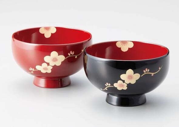 食洗機対応 夫婦椀 まり型 梅 黒内朱 朱 漆塗り 汁椀 お椀 ペア椀 結婚祝い 越前塗り 木合 越前漆器 2客【ギフト・内祝い・成人内祝い・結婚内祝い・新築祝い・父の日ギフト・お返し】【楽ギフ_包装選択】【楽ギフ_のし】【楽ギフ_のし宛書】
