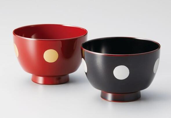夫婦椀 ドット 駒型 溜内黒 吟朱 漆塗り 汁椀 お椀 ペア椀 結婚祝い 越前塗り 木合 越前漆器 2客【ギフト・内祝い・成人内祝い・結婚内祝い・新築祝い・父の...