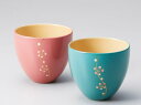 ペアカップ こぼれ梅 ピンク モスグリーン 漆塗り 結婚祝い 越前塗り 木合 越前漆器 2客【ギフト・内祝い・成人内祝い・結婚内祝い・新築祝い・父の日ギフト・お...