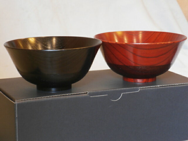 ペア飯椀 黒 朱 漆塗り くりぬき 夫婦椀 けやき 天然木 木製 欅材 山中漆器 山中塗り 2客【ギフト・内祝い・成人内祝い・結婚内祝い・新築祝い・父の日ギフト...