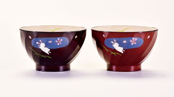 【夫婦椀】会津漆器 月花うさぎ 手描き お椀 ペア椀 結婚祝い 会津塗り おわん 汁椀 2客【ギフト・内祝い・成人内祝い・結婚内祝い・新築祝い・父の日ギフト・お...
