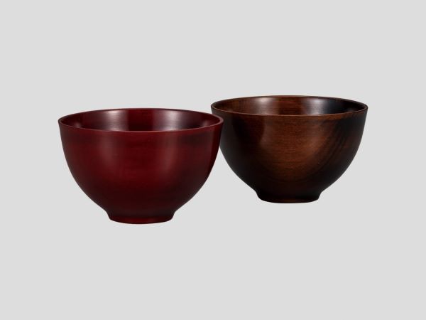 【山中漆器　夫婦椀】ペア椀 結婚祝い 木製 汁椀 漆塗り 朱 茶 桜材 くりぬき 天然木 山中塗り 2客【ギフト・内祝い・成人内祝い・結婚内祝い・新築祝い・父の日ギフト・お返し】【楽ギフ_包装選択】【楽ギフ_のし】【楽ギフ_のし宛書】