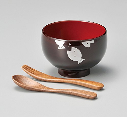 木合 お子様汁椀 越前漆器 お椀 おわん 子供椀 漆塗り 溜内朱塗り ぷくぷく 越前塗り スプーン/フォークセット 1組【ギフト】【楽ギフ_包装選択】【楽ギフ_...
