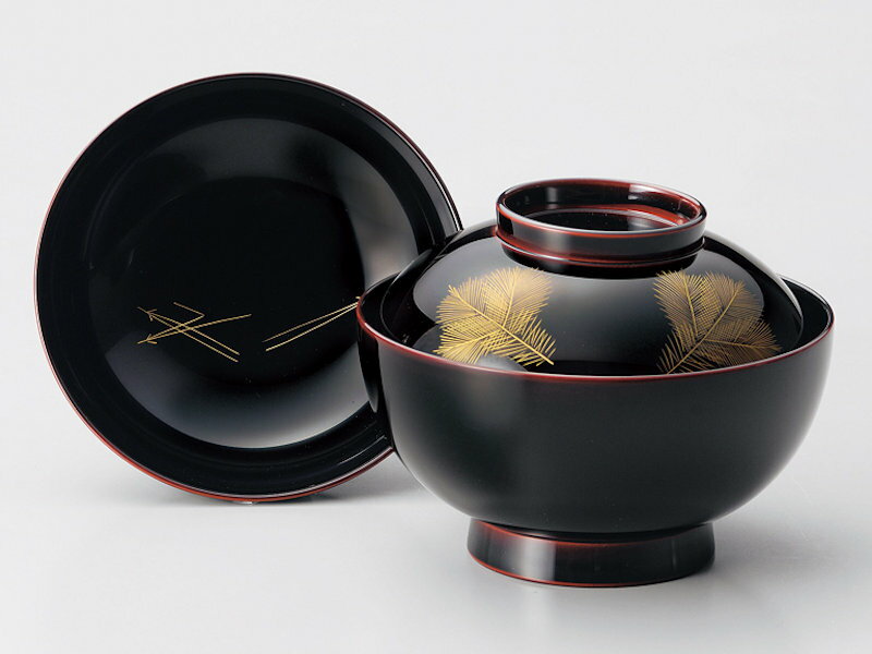 木合 漆塗り 越前漆器 お好み椀 お雑煮椀 煮物椀 お椀 沈金 若松 見返し付 おわん 蓋付き 1客 溜塗り 越前塗り 1個 【ギフト・内祝い・成人内祝い・結婚...