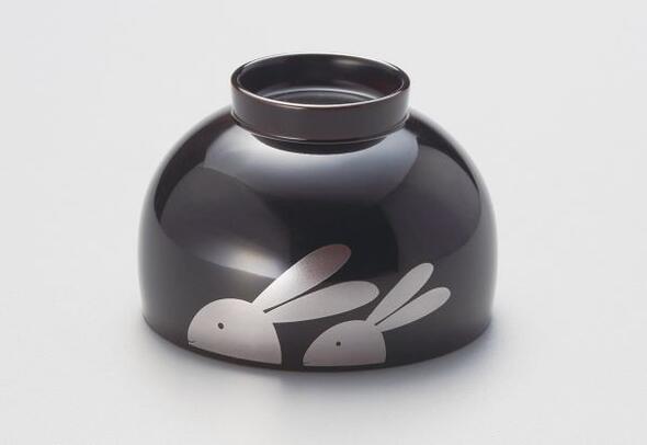 子供椀 汁椀 なかよしうさぎ キッズボール 溜内朱 漆塗り お椀 木合 越前漆器 越前塗り 1個