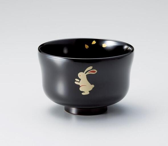 食洗機対応 子供椀 うさぎ 汁椀 溜 お椀 木合 越前漆器 越前塗り 1客