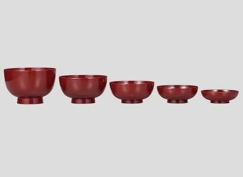 応量椀 5ッ組 本朱 漆塗り 木質 山中漆器 山中塗り 椀 どんぶり 鉢 皿 大椀 1組【ギフト】【RCP】