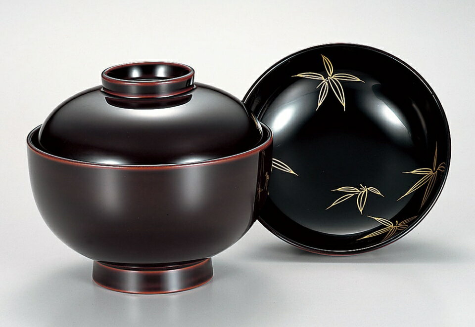 木合 越前漆器 お吸物椀 5客 漆塗り 笹 溜塗り 手描き蒔絵 越前塗り お椀 蓋付き おわん【ギフト・内祝い・成人内祝い・結婚内祝い・新築祝い・お返し】【楽ギ...