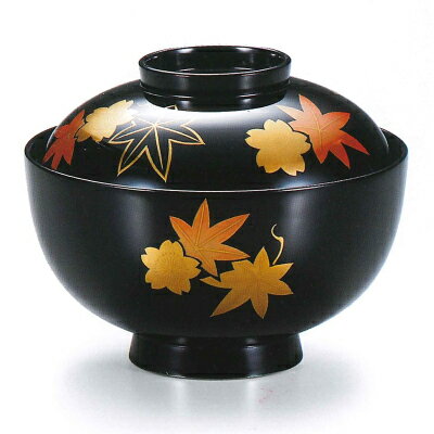 木製 越前漆器 お吸物椀 5客 春秋 漆塗り 黒塗り 越前塗り 蒔絵 磨き お椀 蓋付き おわん【ギフト・内祝い・成人内祝い・結婚内祝い・新築祝い・お返し】【楽...