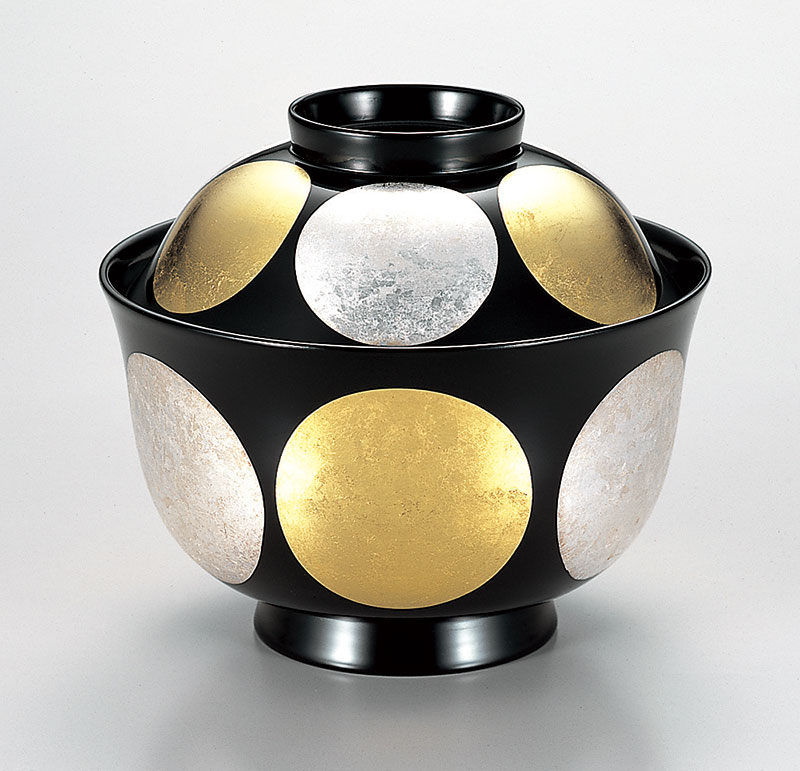 木合 越前漆器 お吸物椀 5客 漆塗り 日月 黒塗り 手描き蒔絵 箔 越前塗り お椀 蓋付き おわん【ギフト・内祝い・成人内祝い・結婚内祝い・新築祝い・お返し】...
