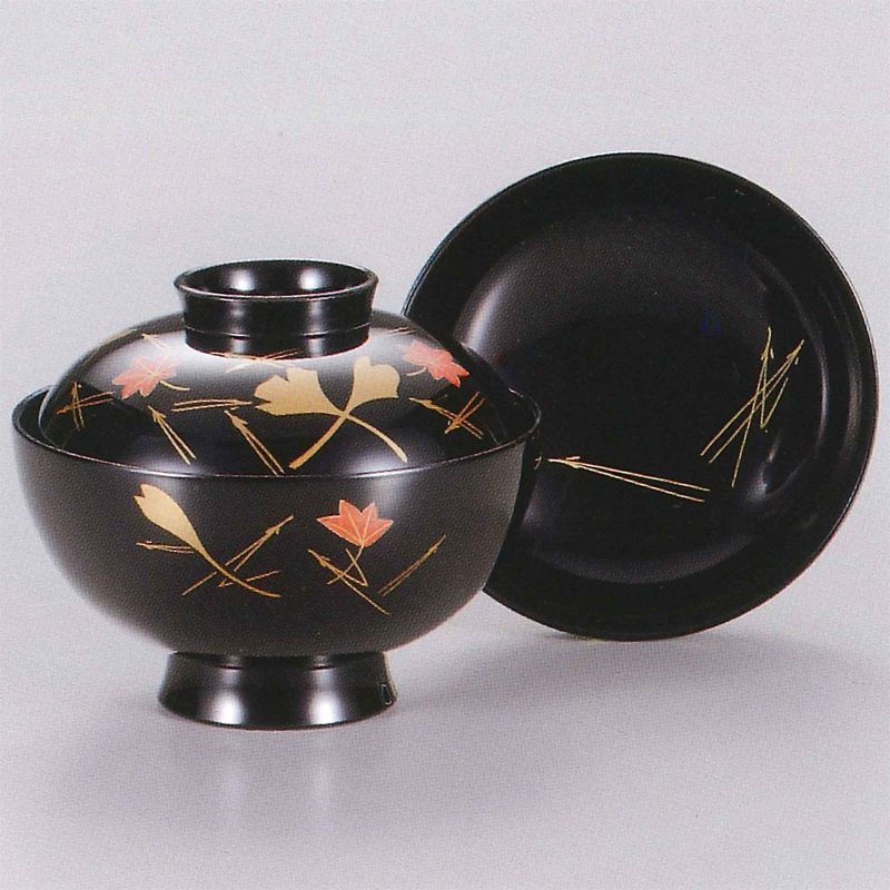 木合 越前漆器 お吸物椀 5客 漆塗り 吹き寄せ 見返し松葉 黒塗り 手描き蒔絵 越前塗り お椀 蓋付き おわん【ギフト・内祝い・成人内祝い・結婚内祝い・新築祝...