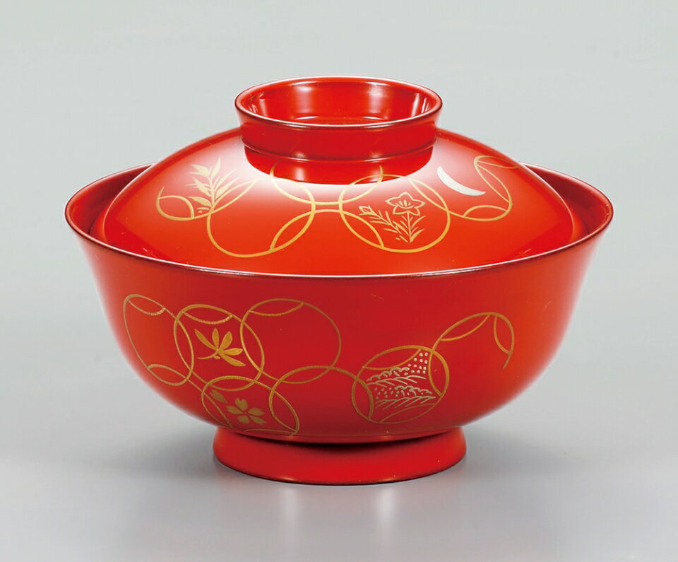 木合 越前漆器 お吸物椀 5客 漆塗り 七宝 朱塗り 手描き蒔絵 越前塗り お椀 蓋付き おわん【ギフト・内祝い・成人内祝い・結婚内祝い・新築祝い・お返し】【楽...