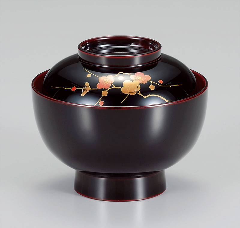 木合 越前漆器 お雑煮椀 1客 漆塗り 梅 手描き蒔絵 溜塗り 越前塗り お椀 蓋付き 煮物椀【ギフト・内祝い・成人内祝い・結婚内祝い・新築祝い・お返し】【楽ギ...