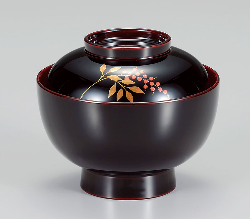 木合 越前漆器 お雑煮椀 1客 漆塗り 南天 手描き蒔絵 溜塗り 越前塗り お椀 蓋付き 煮物椀【ギフト・内祝い・成人内祝い・結婚内祝い・新築祝い・お返し】【楽...