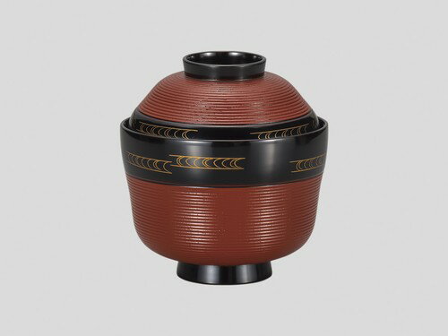 木製 山中漆器 吸物椀 5客 漆塗り 糸目 塗分 水流紋 山中塗り お椀 蓋付き【ギフト・内祝い・成人内祝い・結婚内祝い・新築祝い・お返し】【楽ギフ_包装選択】...