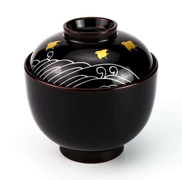 小吸椀 木合 越前漆器 小吸物椀 5客 漆塗り 波千鳥 溜塗り 越前塗り お椀 蓋付き 【ギフト・内祝い・成人内祝い・結婚内祝い・新築祝い・お返し】【楽ギフ_包...