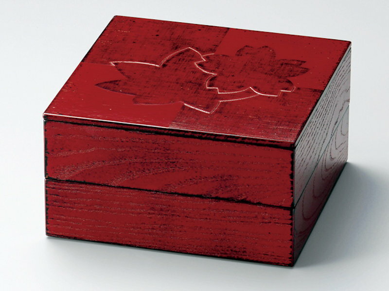 和食器 木製 7.0寸 二段重箱 オードブル 越前漆器 根来 布貼 色紙春秋 2段重箱 越前塗り【おしゃれ かわいい】【ギフト・内祝い・成人内祝い・結婚内祝い・...