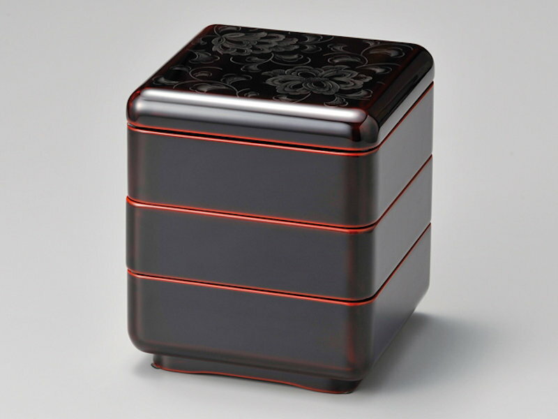 和食器 木製 5.0 三段重箱 姫小重 沈金 花彫り 越前漆器 溜 漆塗り 3段重箱 越前塗り【ギフト】【楽ギフ_包装選択】【楽ギフ_のし】【楽ギフ_のし宛書】
