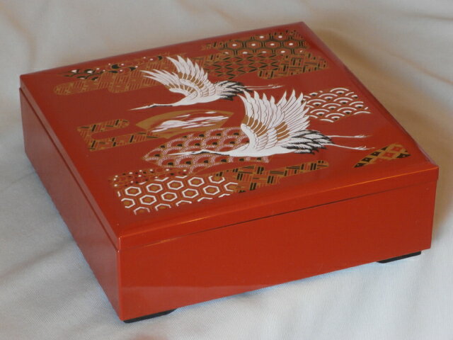 【訳あり品】会津漆器 一段重箱 会津塗り 夫婦鶴 朱 重箱 漆器 6.0寸 1段重箱【ギフト・内祝い・成人内祝い・結婚内祝い・新築祝い・お返し】【RCP】【楽ギ...