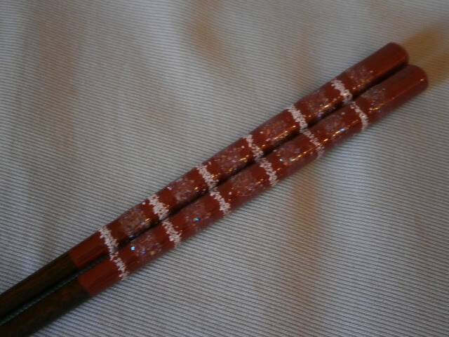 箸 朱 波の花 木製 21.0cm 女性用 食洗機/乾燥機対応