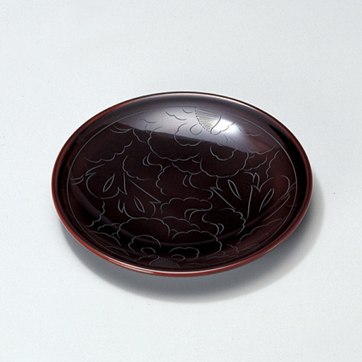 木合 越前漆器 お菓子皿 5寸 うるし塗り 銘々皿 5枚組 丸 牡丹彫り 溜塗り 漆塗り 越前塗り 【ギフト・内祝い・成人内祝い・結婚内祝い・新築祝い・お返し】【楽ギフ_包装選択】【楽ギフ_のし】【楽ギフ_のし宛書】
