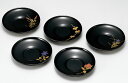 木製 越前漆器 茶托 4.2寸 5枚組 黒塗り 四季絵変り 漆塗り 手描き蒔絵 磨き仕上げ 越前塗り 桐箱入り【ギフト】【楽ギフ_包装選択】【楽ギフ_のし】【楽...