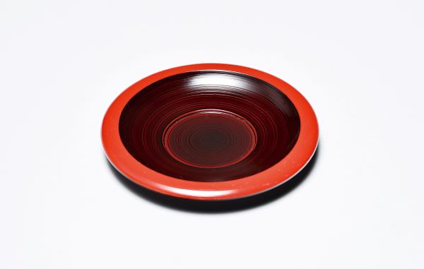 会津漆器 茶托 刷毛目 溜渕朱 4.0 会�