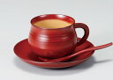 木製 越前漆器 コーヒーカップ 漆塗り 古代朱内白 珈琲 越前塗り ソーサー スプーン 1組【ギフト・内祝い・成人内祝い・結婚内祝い・新築祝い・父の日ギフト・お...